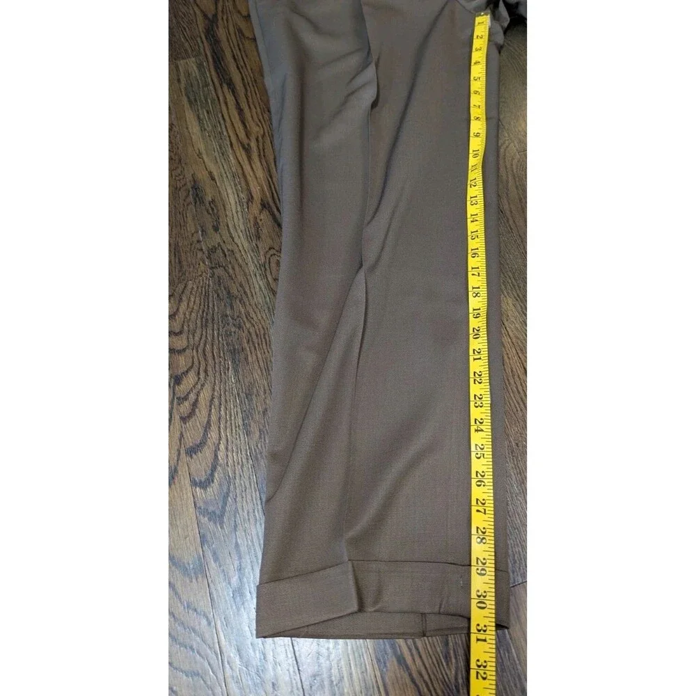 JB Britches Dress Pants Mens 36x31 Brown Wool Pleated Cuffed Trousers Vtg USA